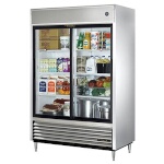 True TSD-47G-HC-LD - Refrigerator, (2) glass sliding doors, stainless steel front